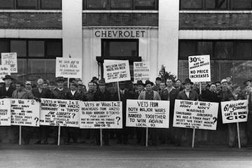 A United Auto Workers picket line, during their strike.