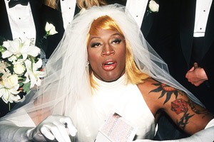 Dennis Rodman in a wedding dress