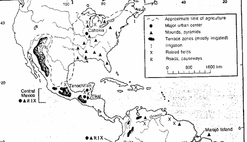 Extent of Cultivation in the 1492 Americas.