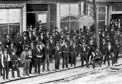 Traders pose for a photo in Oil City, Pennsylvania - 1870 (click for more info)